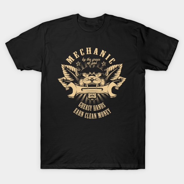 Mechanic Vintage Style T-Shirt by Black Tee Inc